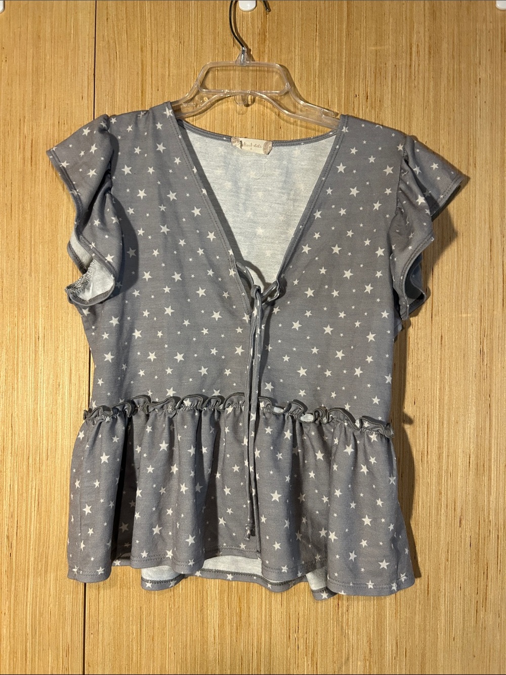 Altar'd State Blue Star Peplum Tie-Front Blouse